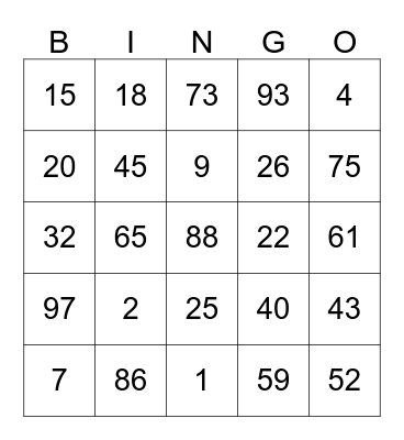 TBJ Bingo -1006 Bingo Card