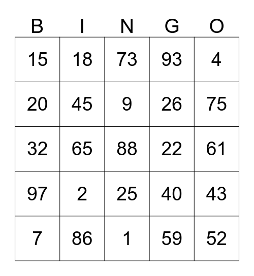 TBJ Bingo -1006 Bingo Card