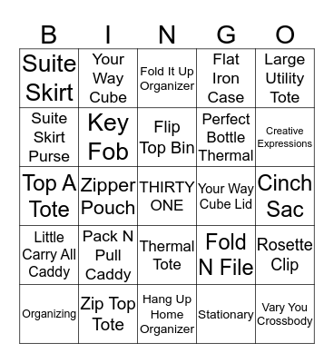 Laura's Thirty One Party Bingo Card