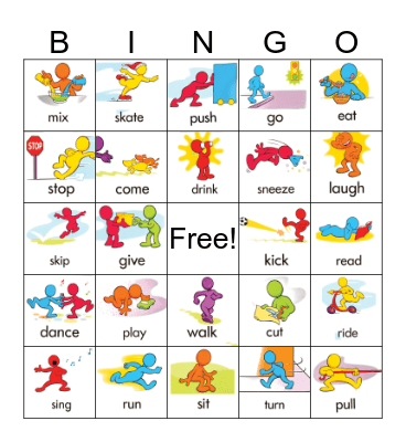 Action Verbs Bingo Card