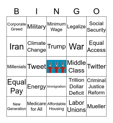 Casey's 2020 Democratic Debate Bingo Card