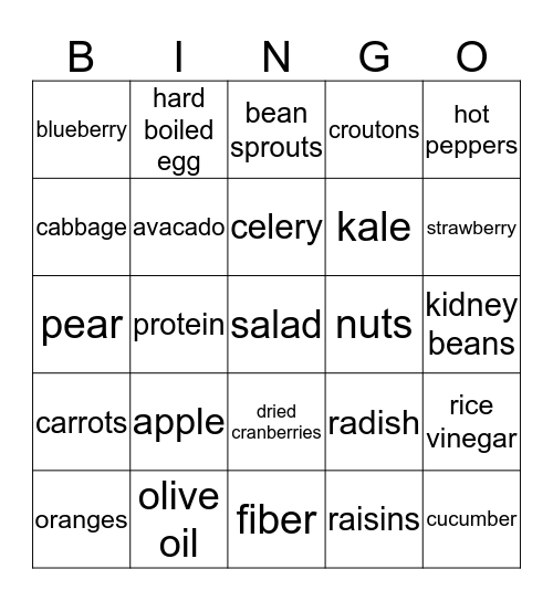 SALAD BINGO Card