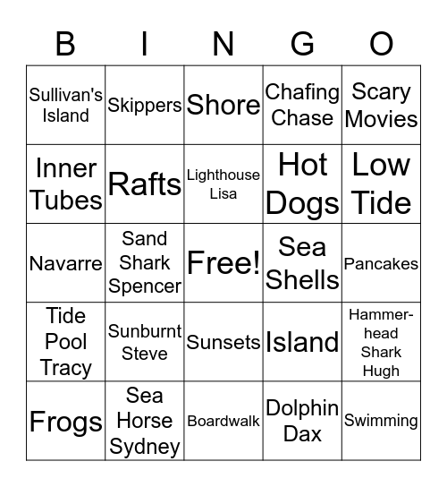 Beach Bingo Card