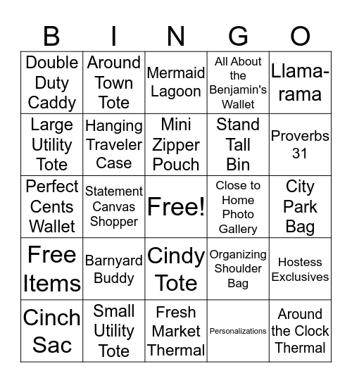 Thirty One Bingo Card