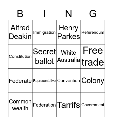 Federation Bingo Card