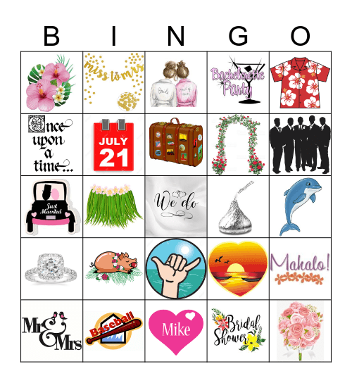 W  E  D  D  I  N  G Bingo Card