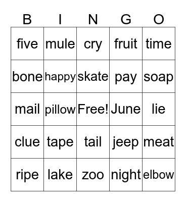 Final Phonics Bingo Card