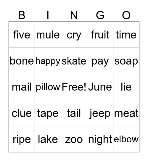 Final Phonics Bingo Card