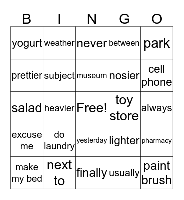 Every Up Review Bingo Card