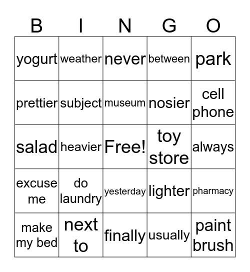 Every Up Review Bingo Card