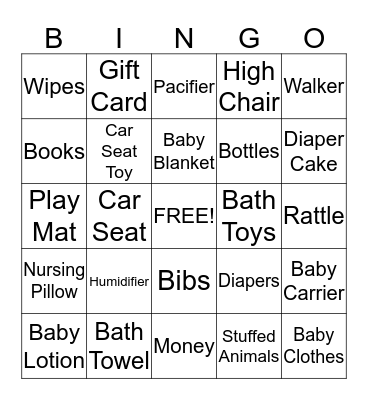 Vesper's Shower Bingo Card