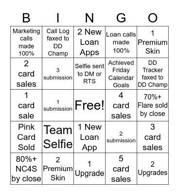 Funday Friday Bingo Card