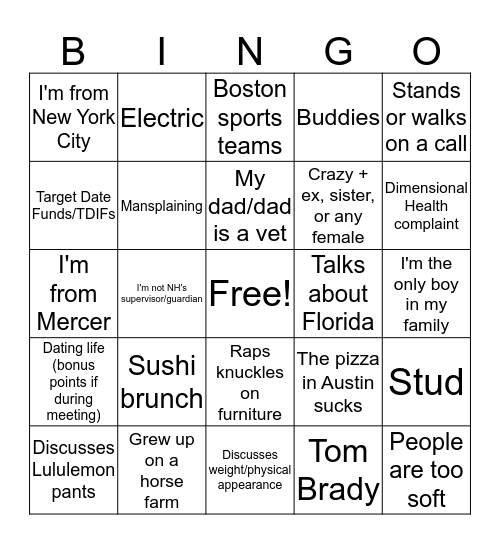 Buy me lunch! Bingo Card