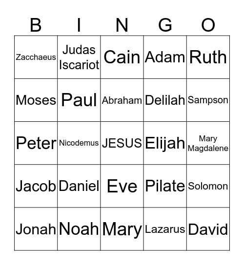 Irvine View Holiness Church Sunday School Bingo Card