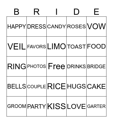 BRIDAL BINGO Card