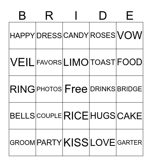 BRIDAL BINGO Card