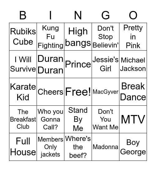 1989! Bingo Card