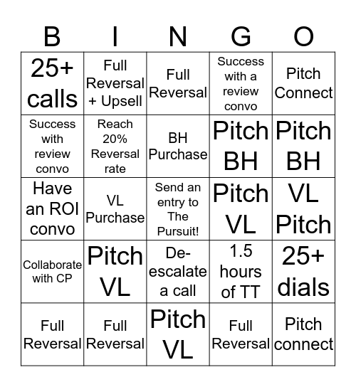 Recovery Bingo Pursuit Mixer Bingo Card