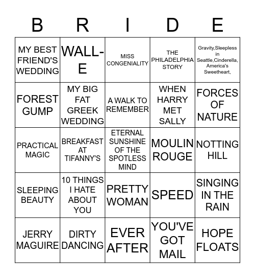 It's a Bridal Shower! Bingo Card