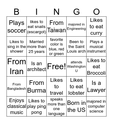 People Bingo Card