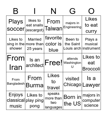 People Bingo Card