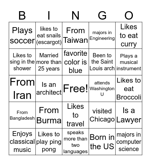 People Bingo Card