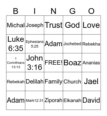 Bible Bingo Card