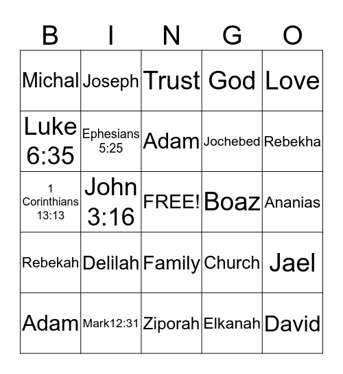 Bible Bingo Card