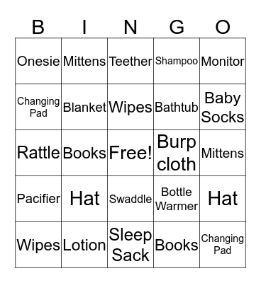 Baby Bingo Card
