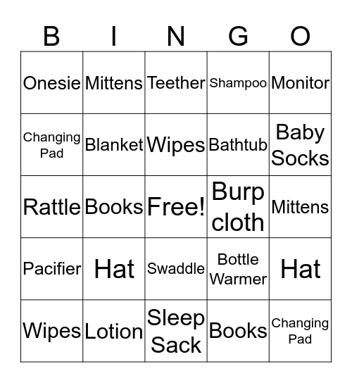 Baby Bingo Card