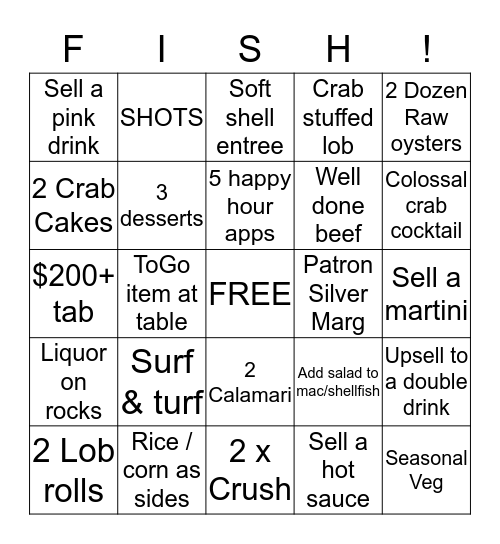 Rockfish Bingo Card