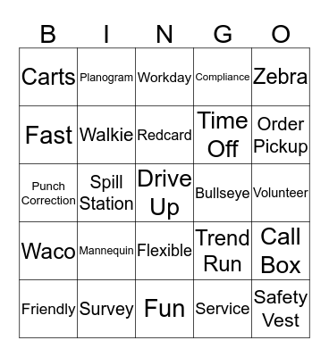Target Bingo Card