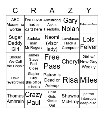 Patrons Bingo Card