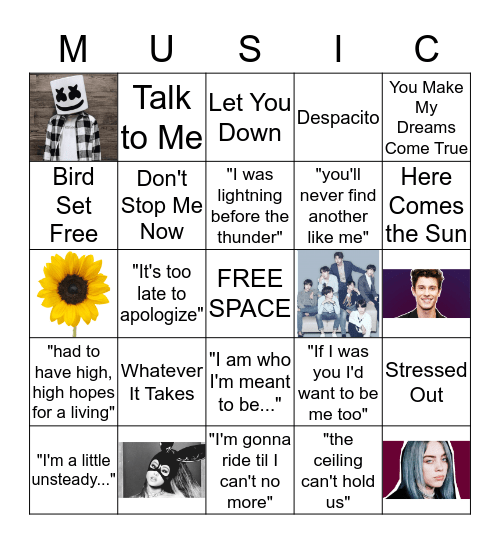 Musical Bingo #1 Bingo Card