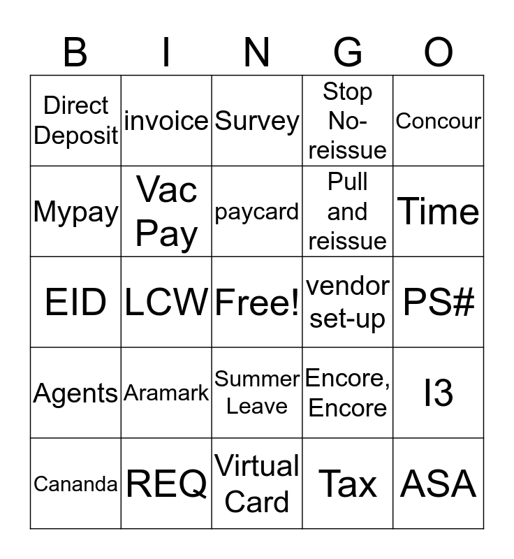 PS FUN DAY Bingo Card