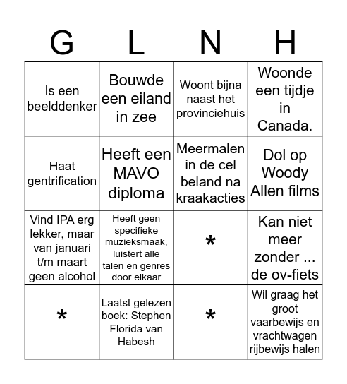 ZomerBorrelBingo Card