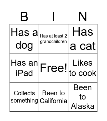 Getting to Know You Bingo Card