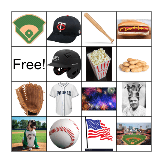 Birthday Baseball Bingo Card