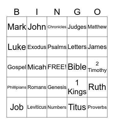 Harvest United Methodist Church Bingo Card