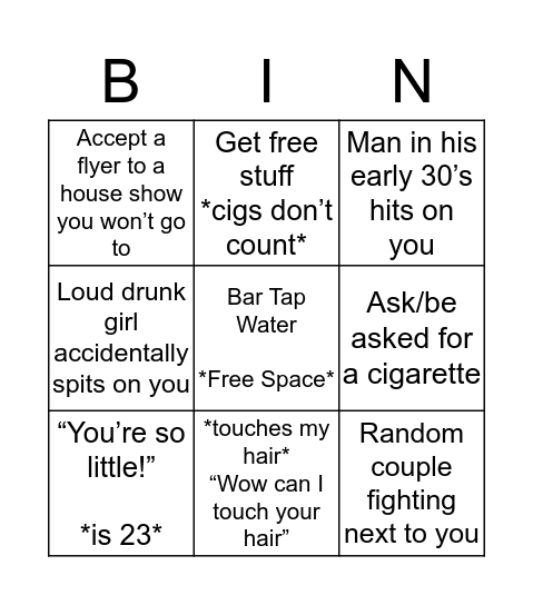 Josh Bingo Card