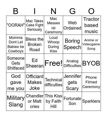 Wedding Bingo Card