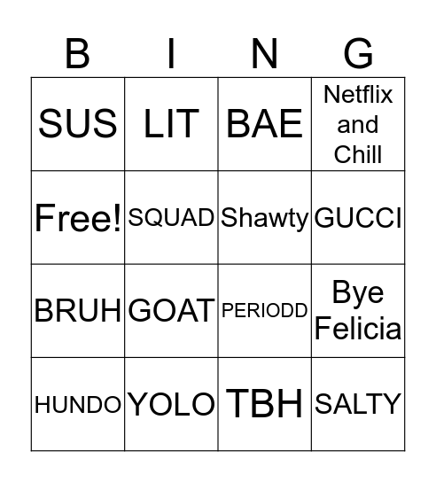 Hip-Hop  Bingo Card