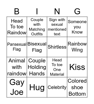 Pride Bingo Card