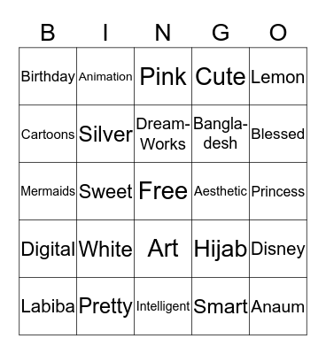 Labiba's Sweet Bingo Card