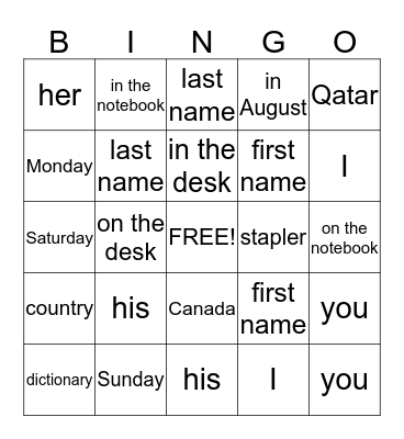 Untitled Bingo Card