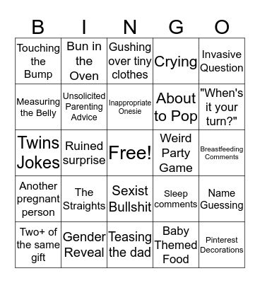 Baby Shower Bingo Card