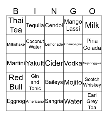 DRINKS AROUND THE WORLD Bingo Card