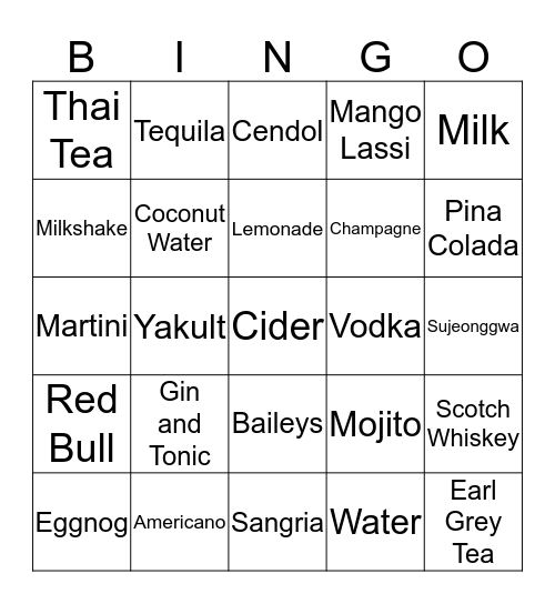 DRINKS AROUND THE WORLD Bingo Card