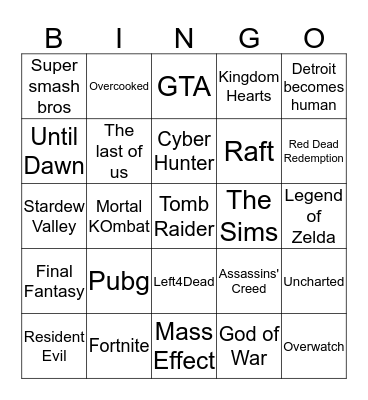 GAMES Bingo Card