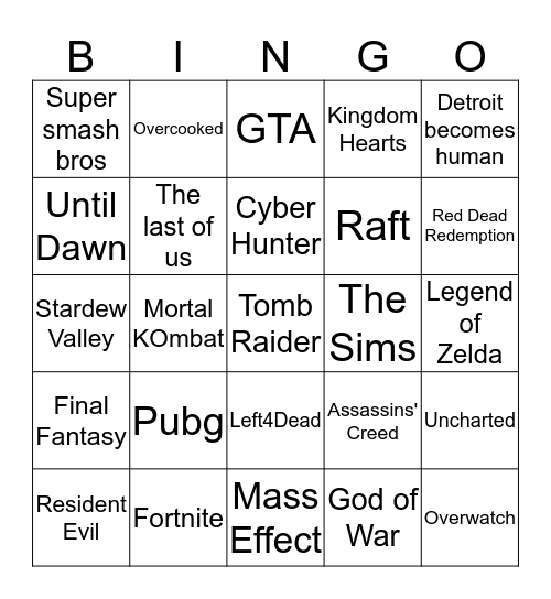 GAMES Bingo Card